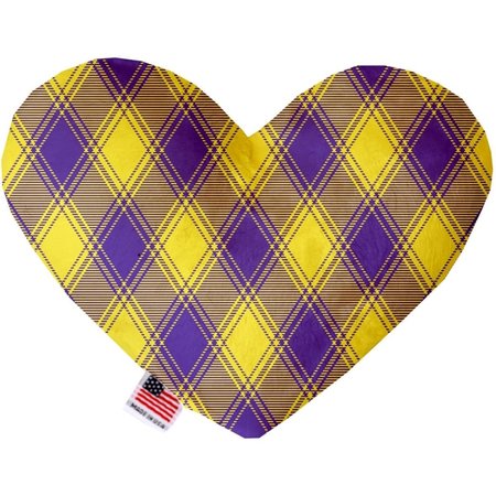 MIRAGE PET PRODUCTS Purple & Yellow Plaid 6 in. Heart Dog Toy 1354-TYHT6